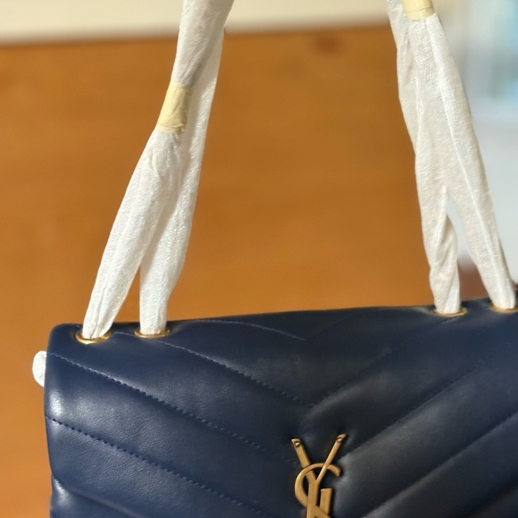 Yves Saint Laurent Dark Blue Chevron Shoulder Bag - Picture 6 of 6